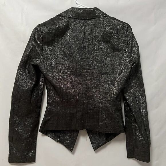 BEBE METALLIC ZIPPER DETAIL BLACK SIZE S/P - Picture 2 of 4